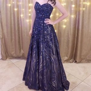 Navy ballgown prom dress